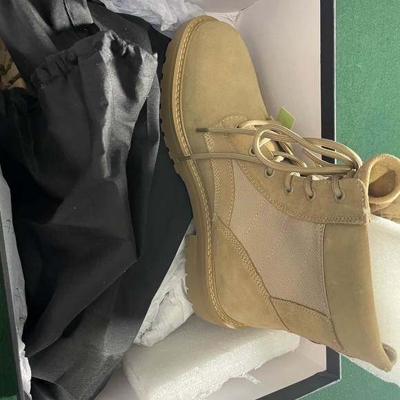 Tan saint morta Lace-Up Combat Boots - Picture 2 of 8